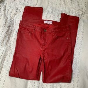 Mango red faux leather pants